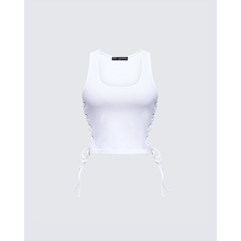 Nixie White Lace Up Tank