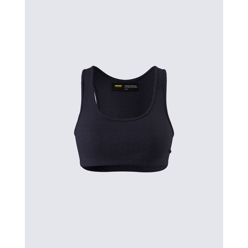 Waverly Black Ribbed Tank Top