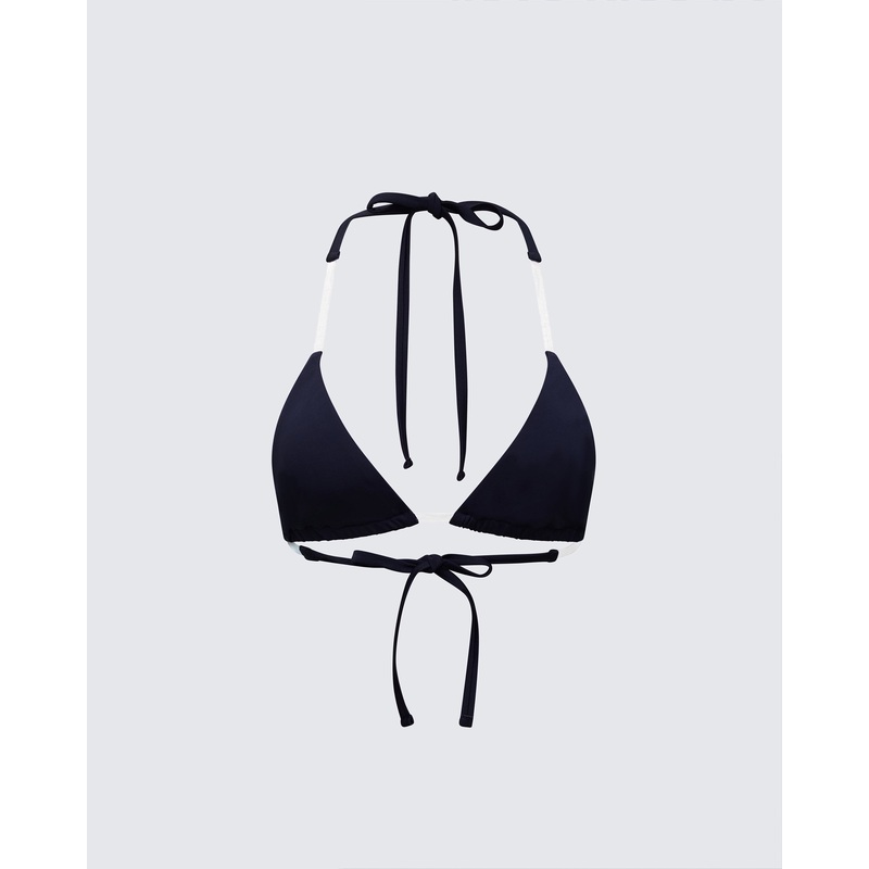 Beth Black Clear Strap Bikini Top