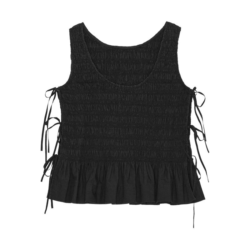 Cotton Poplin Smock Tie Top