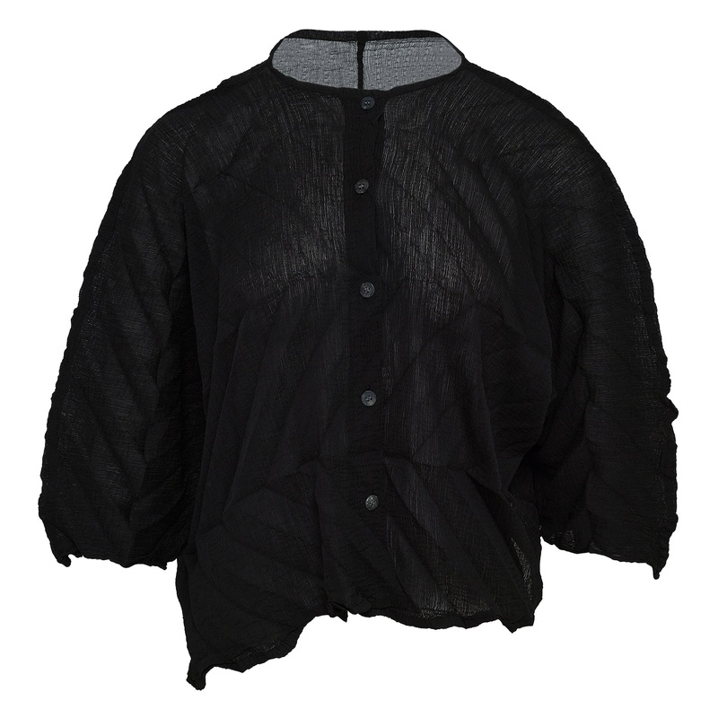 Zig Zag See-Thru Crepe Cardigan