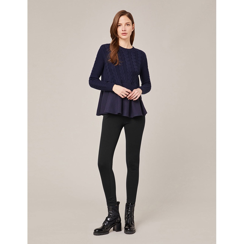 BLACK SPANDEX KNITTED SLIM FIT PANTS