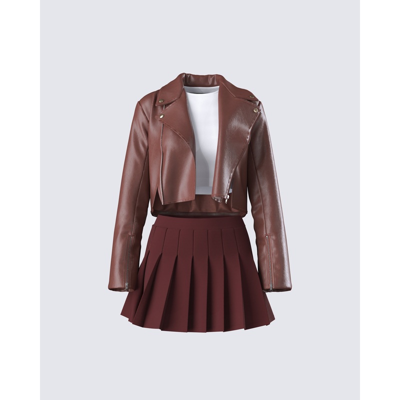 Donny Brown Pleated Set