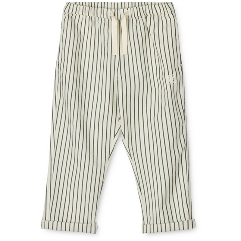 Liewood Orlando Y\/D Stripe Poplin Pants Y\/D Stripes Garden Green\/Creme De La Creme