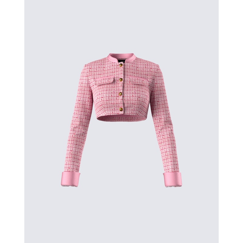 Pippa Pink Tweed Cropped Jacket