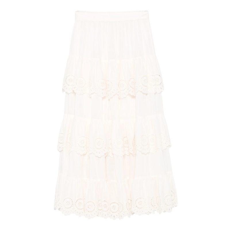 Lucky Embroidered Midi Skirt