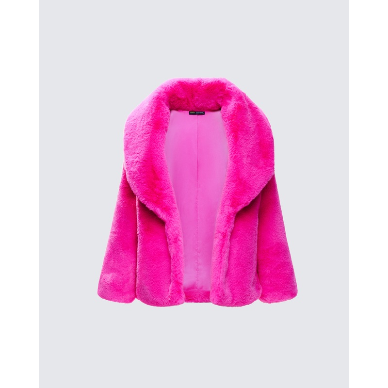 Rosamond Hot Pink Vegan Fur Jacket