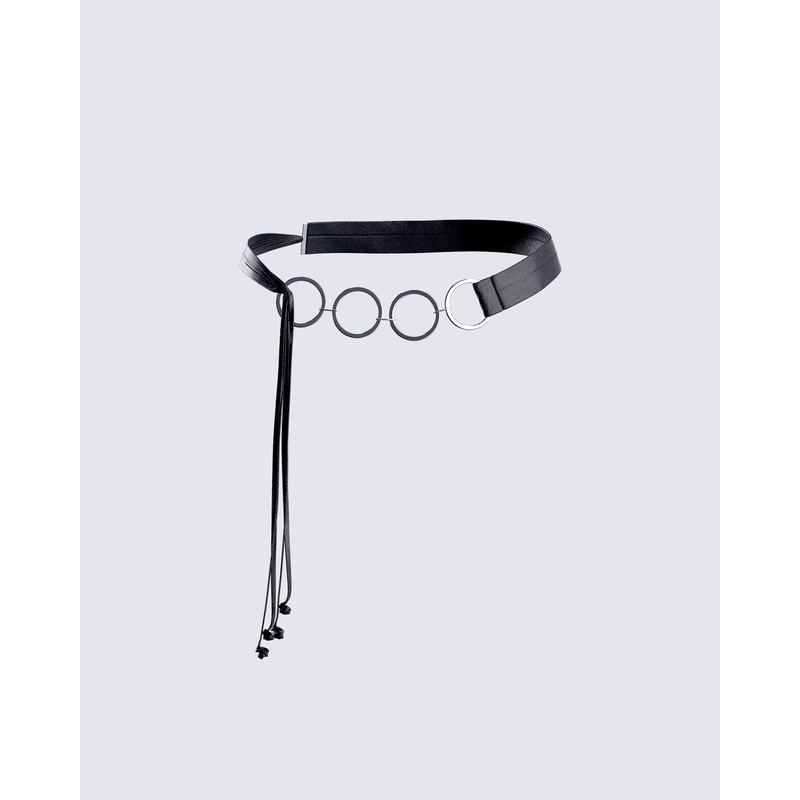 Abeni Black Faux Leather Ring Belt