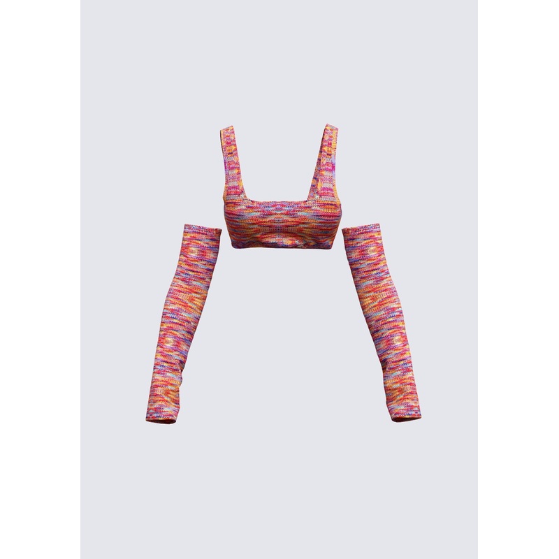 Cara Rainbow Knit Top & Sleeves