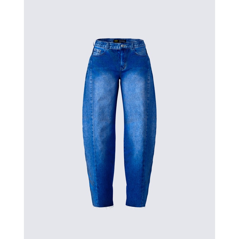 Amets Blue Denim Barrel Leg Jean