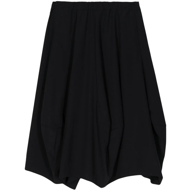 Elastic-Waist Flared Midi Skirt