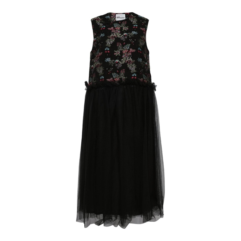 Floral Pattern Cut Jacquard Dress