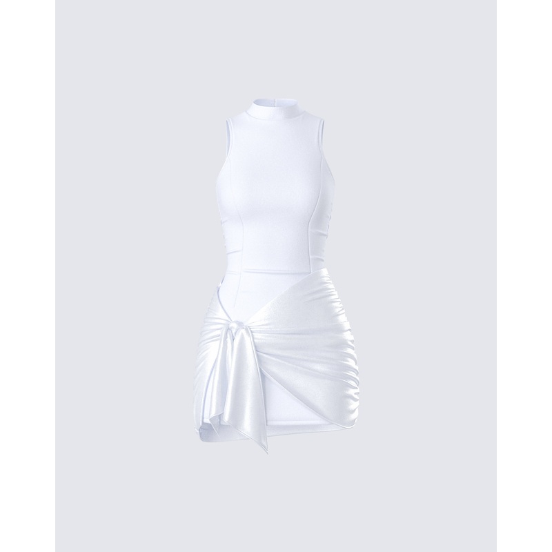 Lindsey White Wrap Mini Dress