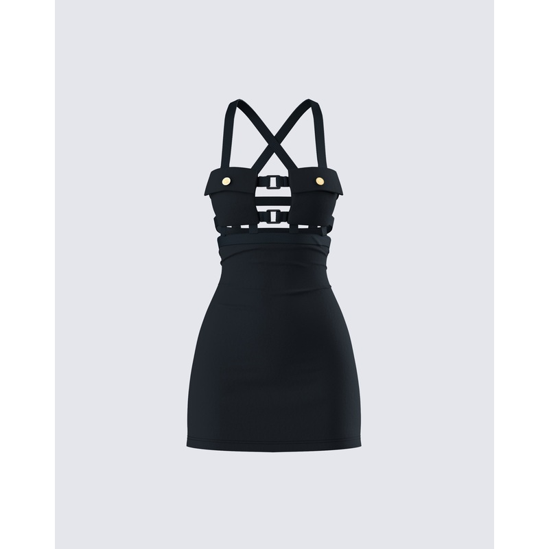 Miranda Black Ponte Mini Dress