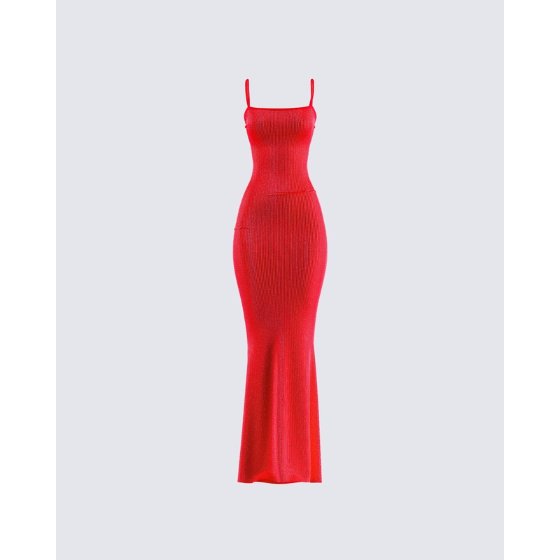 Numa Red Rhinestone Gown