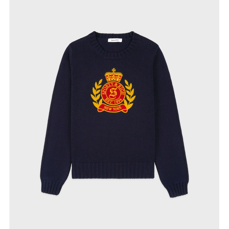 NY Crest Knitted Crewneck Top