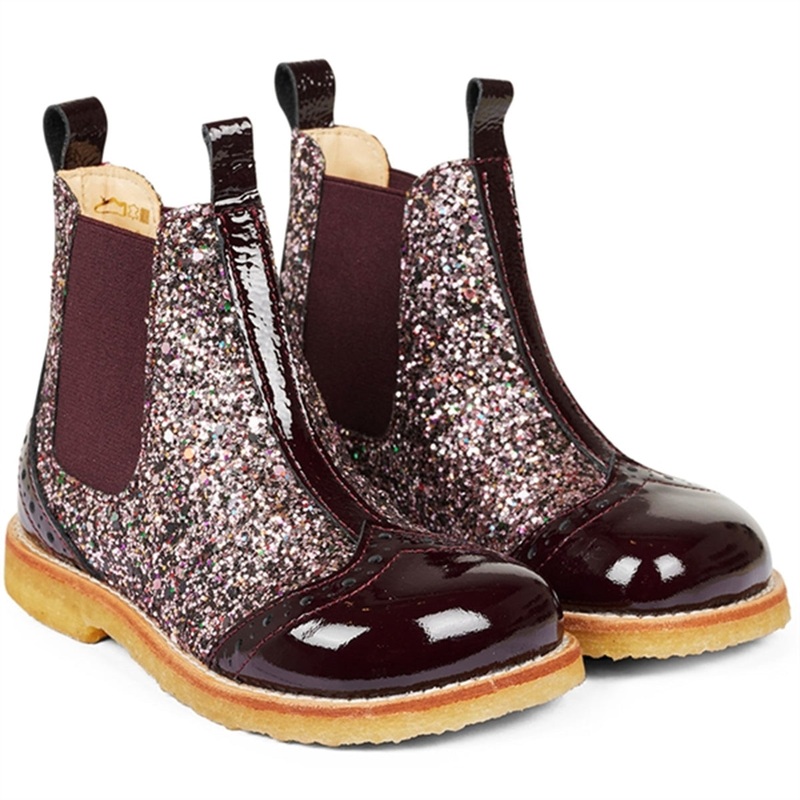 Angulus Chelsea Boots Bordeaux\/Bordeaux Glitter\/Elastic