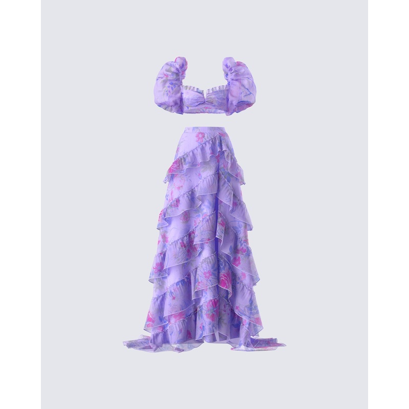 Ida Purple Floral Maxi Set