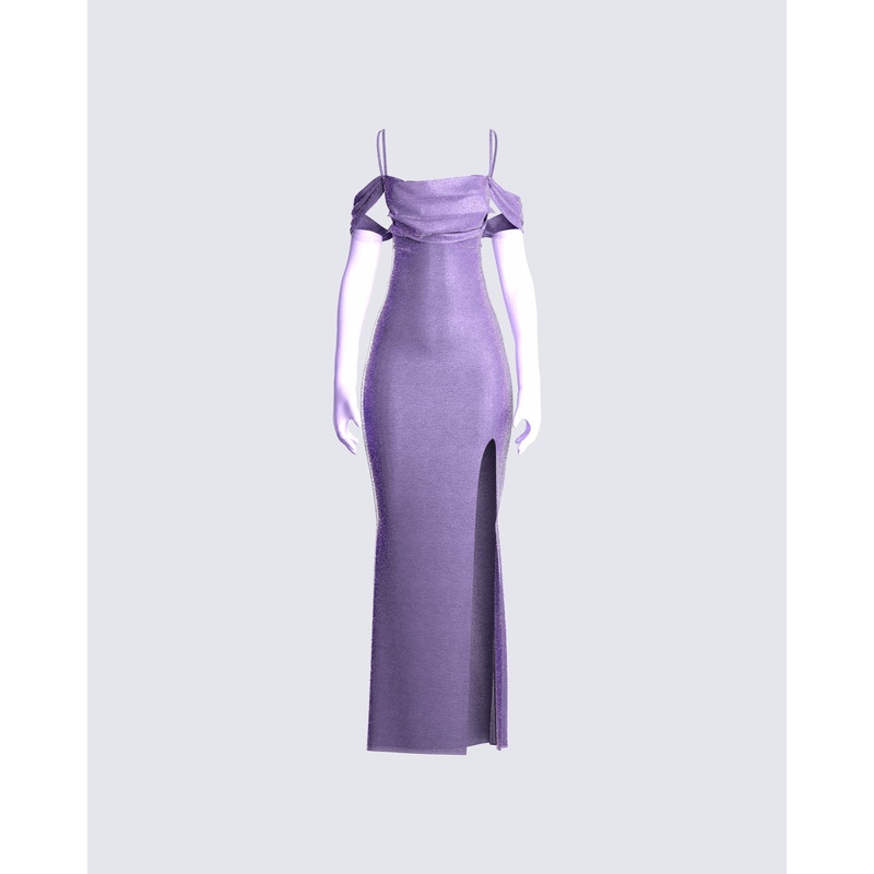 Tessa Purple Maxi Dress & Gloves