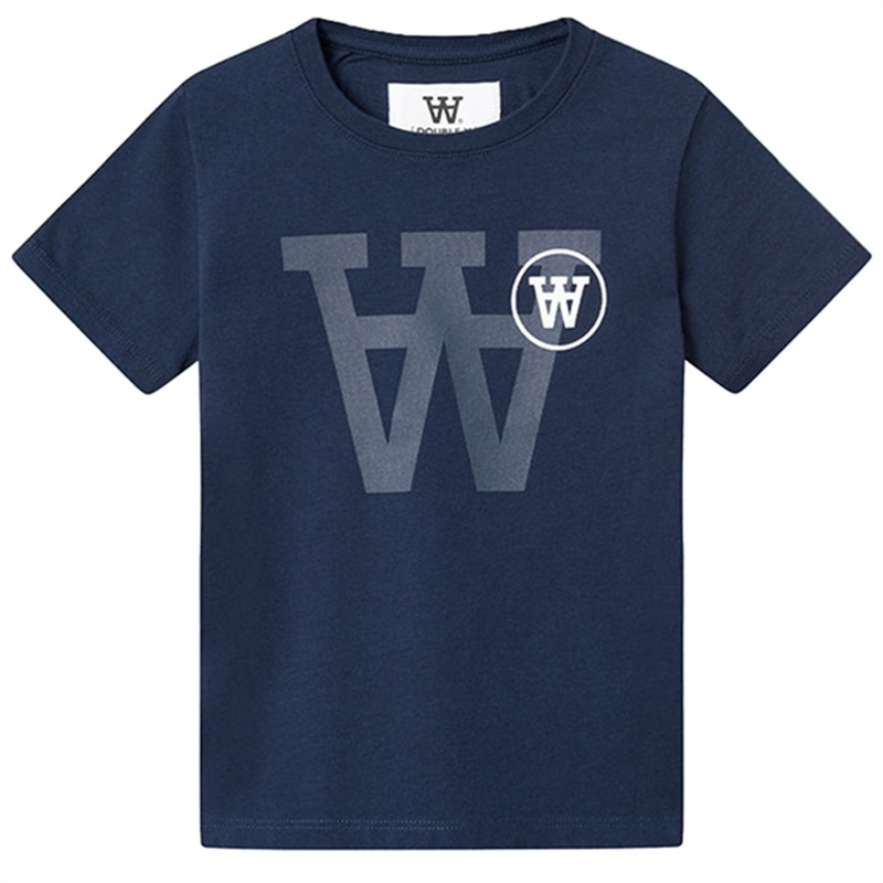 Wood Wood Navy Ola Tonal Logo T-shirt