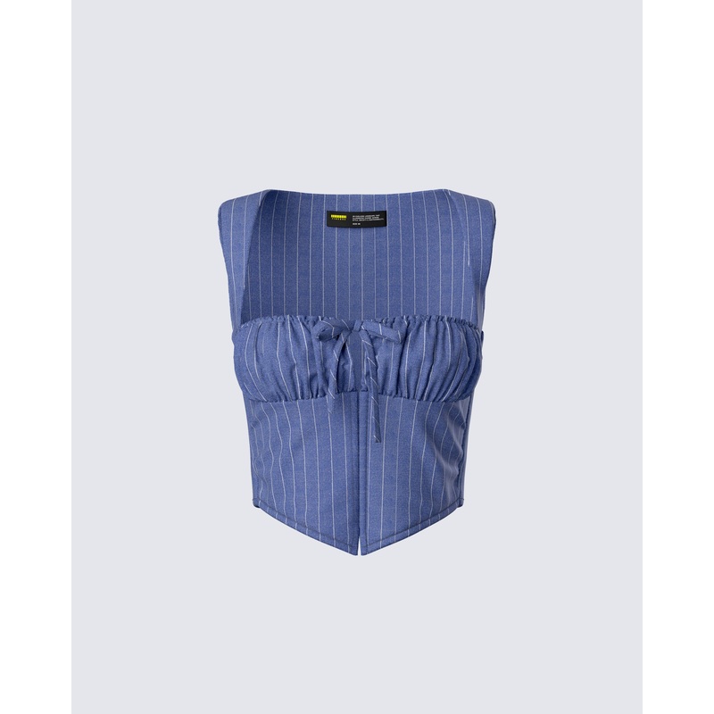 Ziva Grey Pinstripe Top
