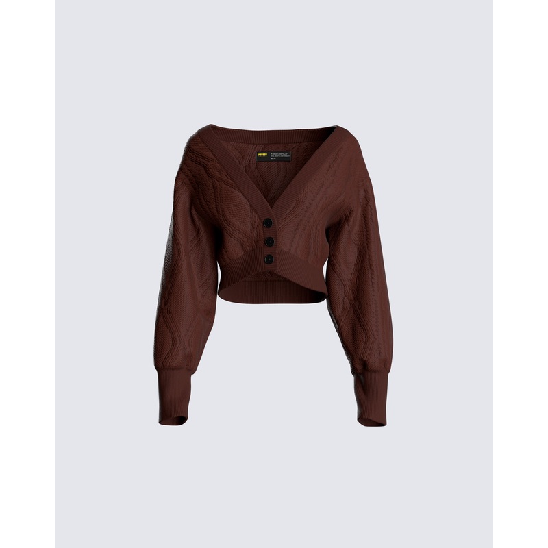 Maggie Brown Cable Knit Cardigan