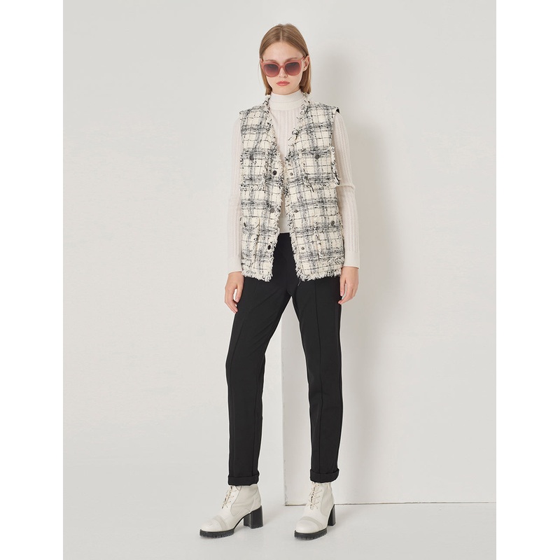 Black Stretch Fleece Straight-Leg Trousers