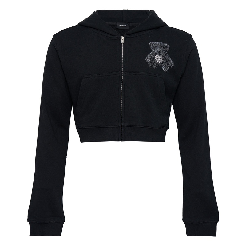 Black Womens Teddy Bear Slimfit Sweater
