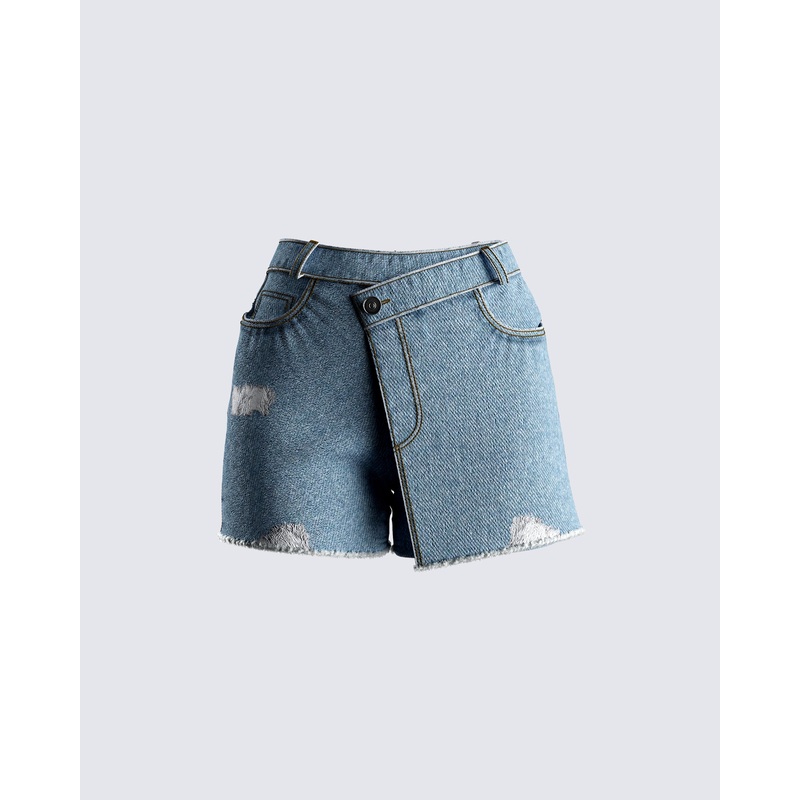 Mayerly Blue Denim Wrap Skort