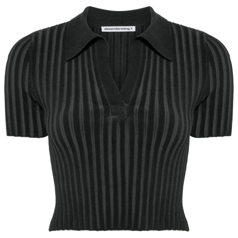 Ribbed Polo Pullover