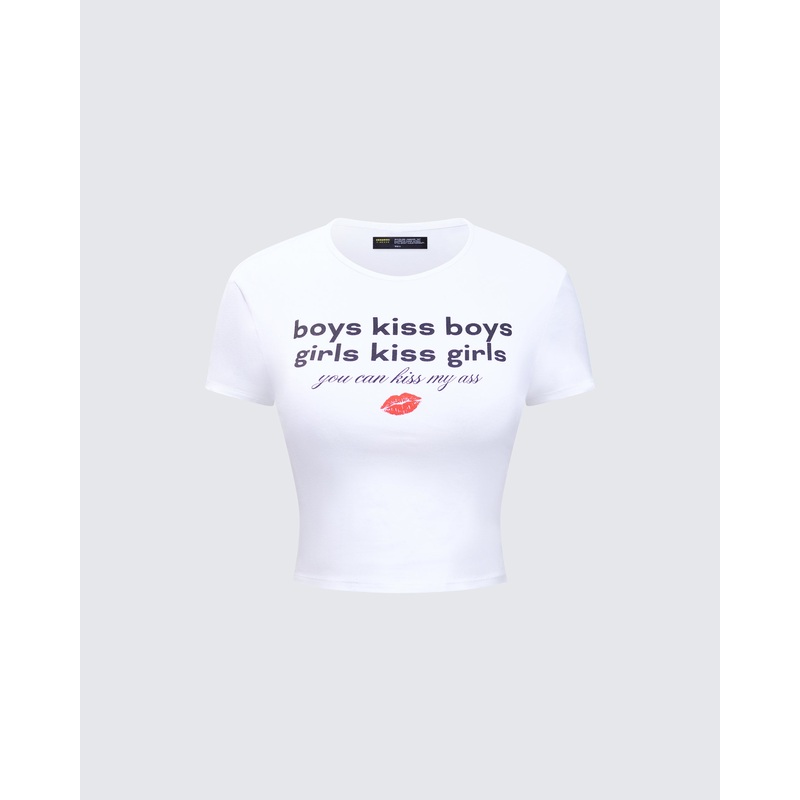 Hema White Slogan Baby Tee