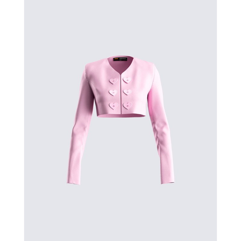 Teresa Pink Heart Button Jacket