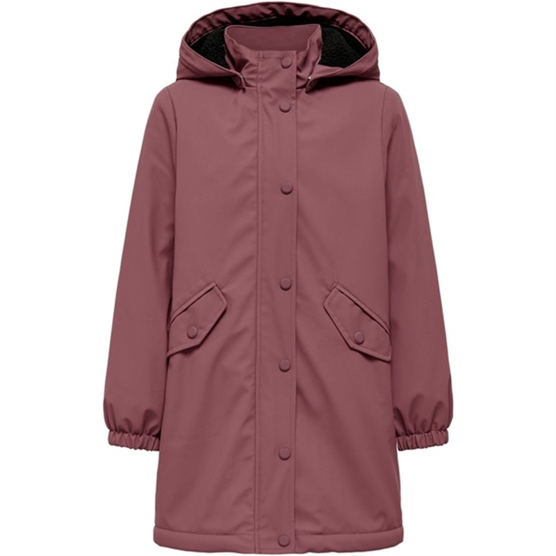 kids only Rose Brown Black Sherpa Newsally Hooded Raincoat