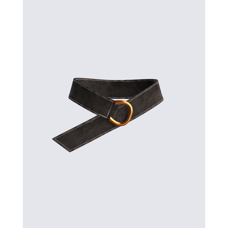 Rejina Brown Faux Suede Belt