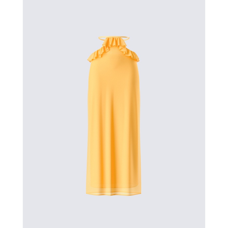 Lyra Yellow Ruffle Maxi Skirt