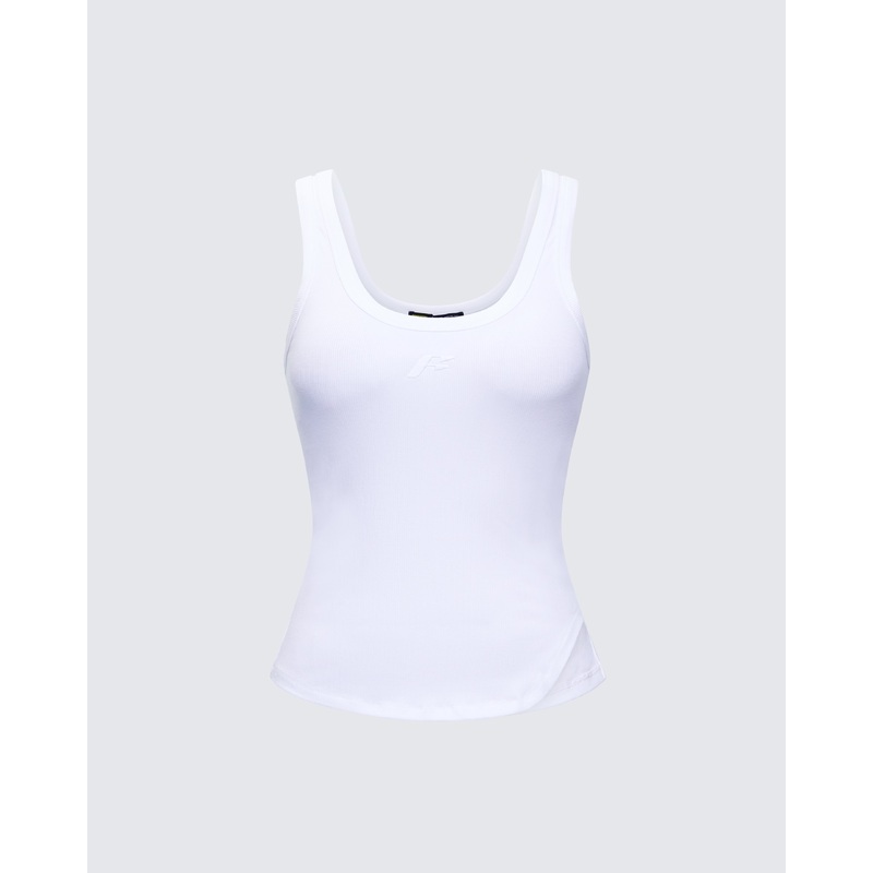 Naia White Tilted Hem Tank Top
