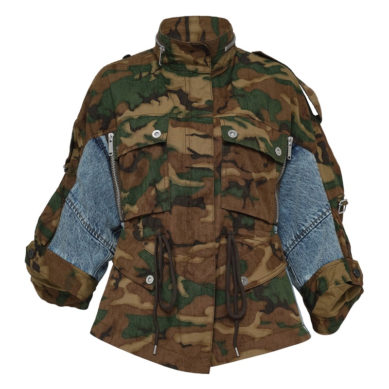 Patchwork Camo Ripstop Cinched Jacket