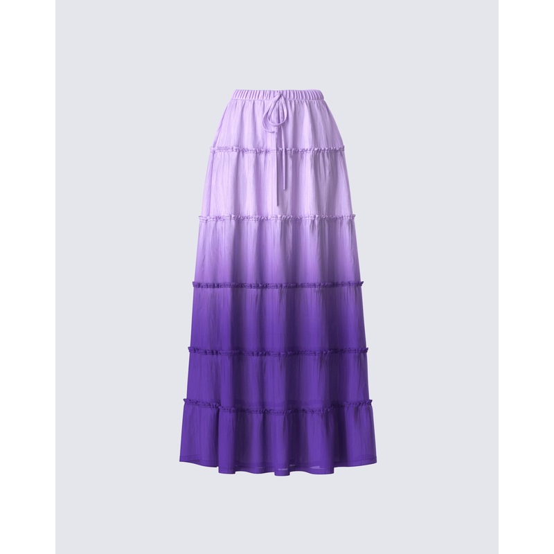 Zadie Purple Ombre Tiered Maxi Skirt
