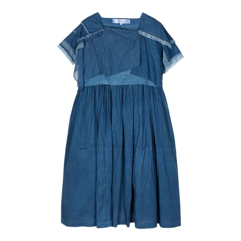 Cotton Linen Cloth Mix Indigo Dress