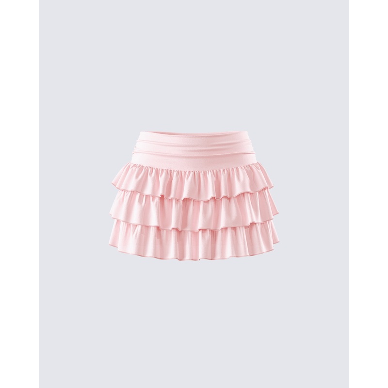 Dakoa Pink Ruffle Mini Skirt