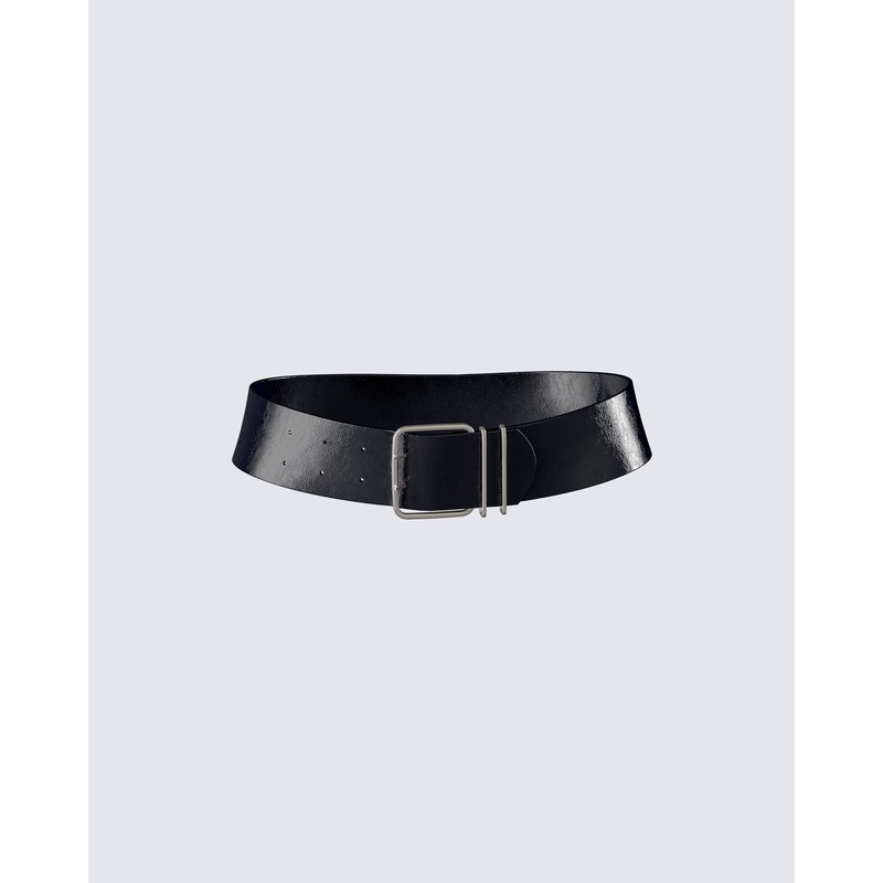 Imelda Black Vegan Leather Belt