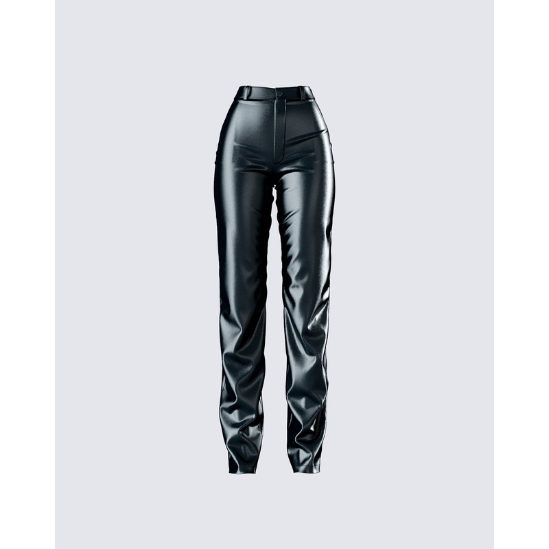 Mari Black Vegan Leather Pant
