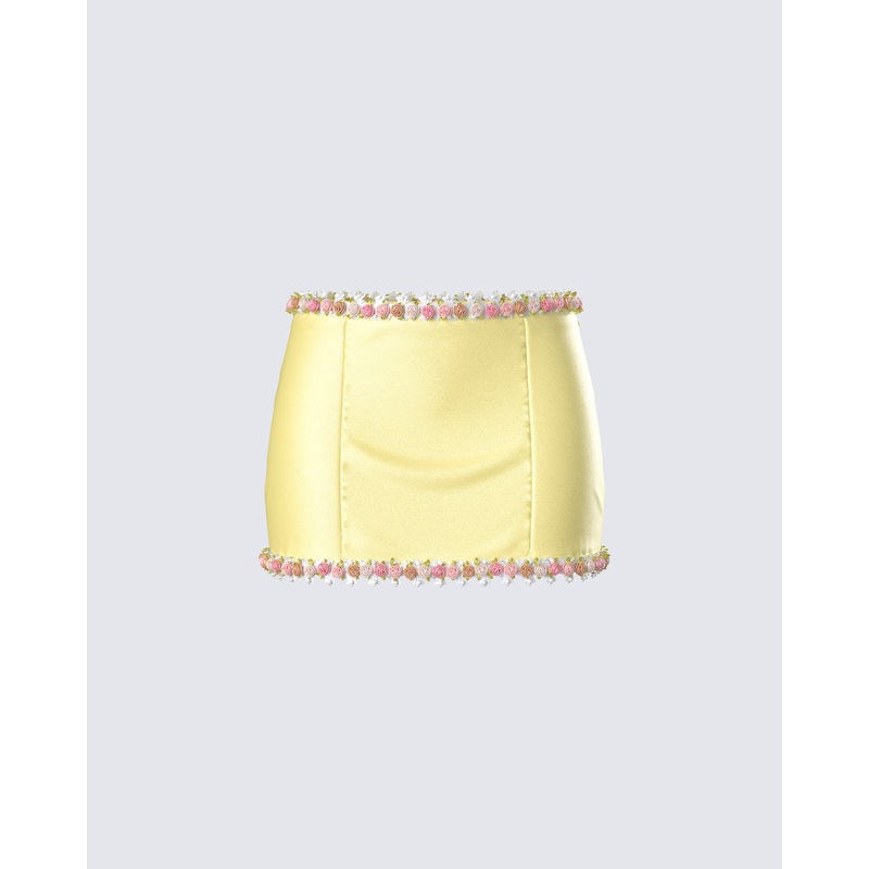 Nori Yellow Floral Micro Mini Skirt