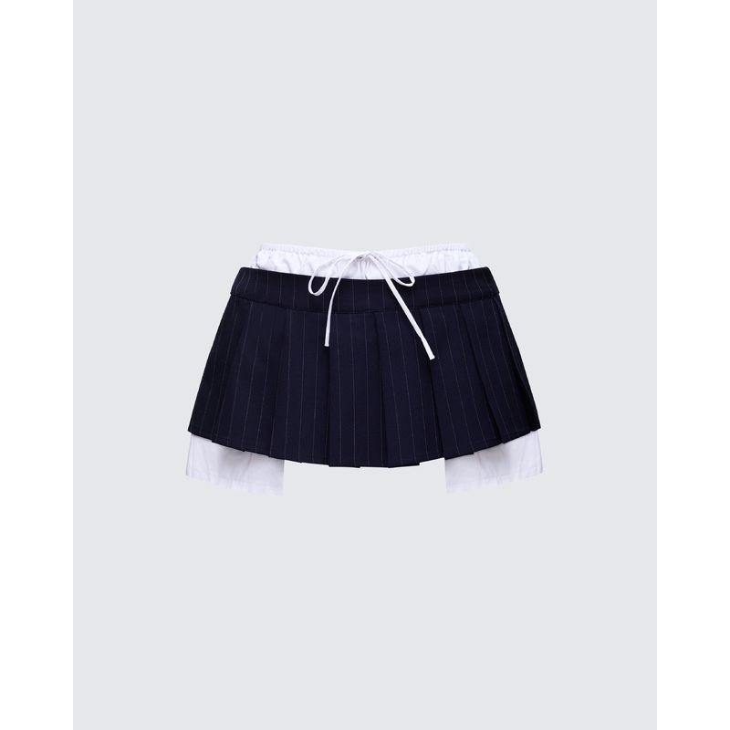 Piper Navy Pinstripe Mini Skirt