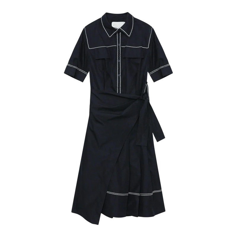 Shirt Dress With Wave Stitch