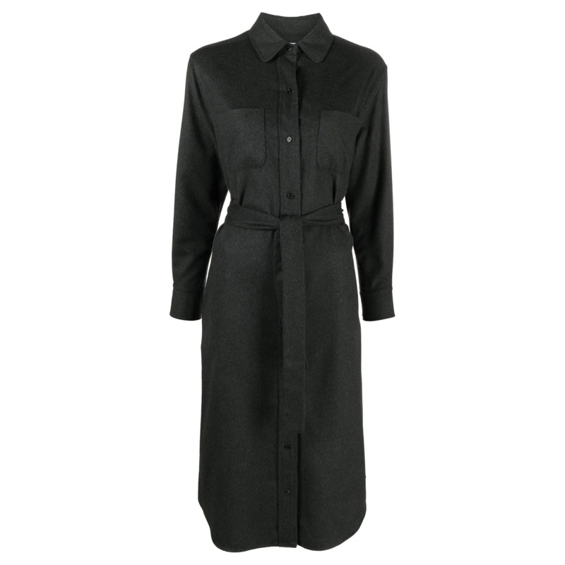 Silk Cashmere Maxi Shirt Dress Women