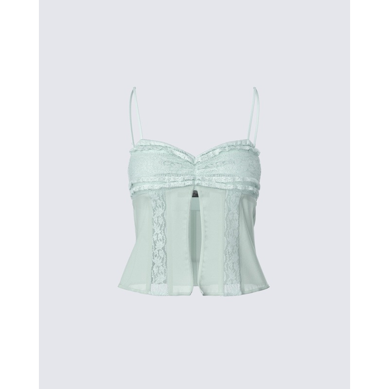 Ursuline Sage Ruffle Trim Cami Top