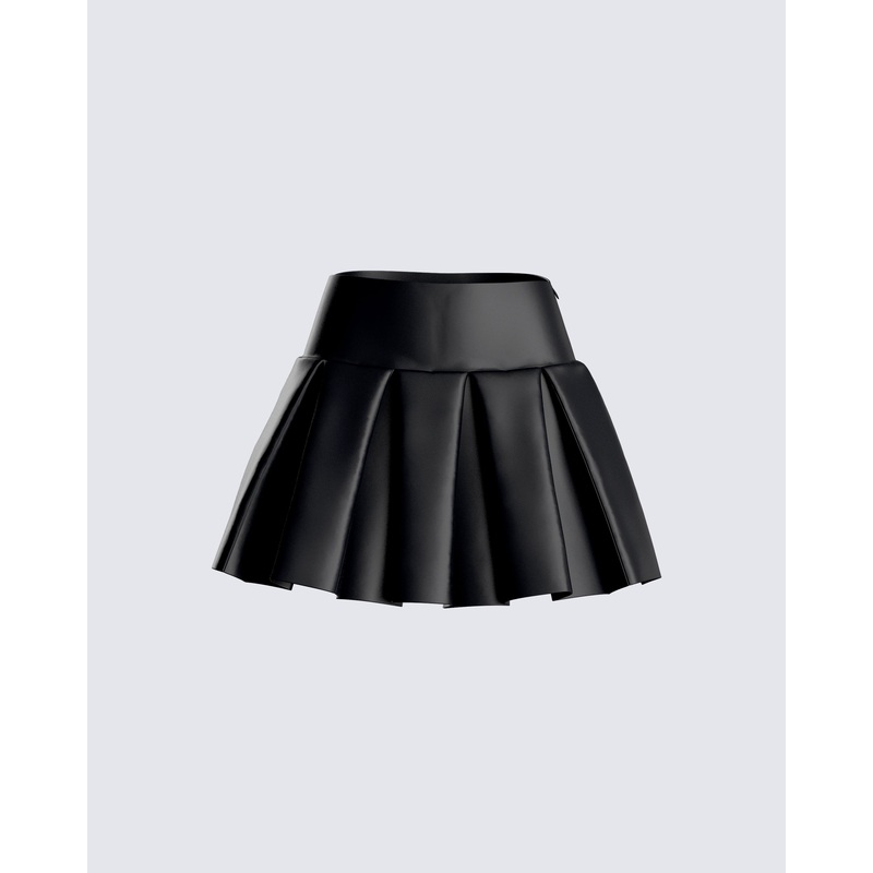 Yasmin Black Vegan Leather Skirt