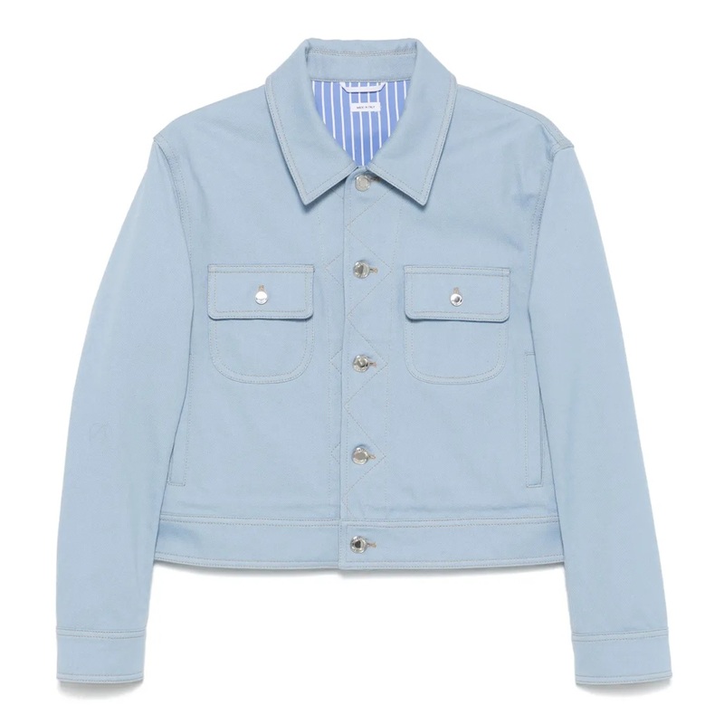 Contrast Stitch Denim Backstrap Utility Jacket Men