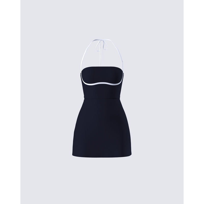 Lesia Black Halter Tennis Dress